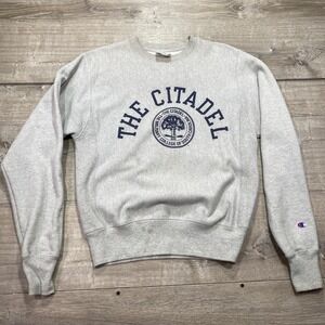 The Citadel Sweatshirt Mens Small Gray NCAA Champion Reverse Weave Crewneck